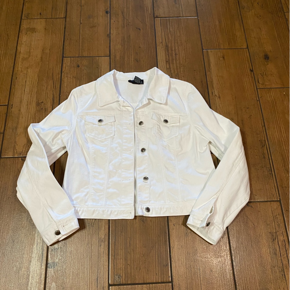 White Denim Jacket Women Size Large